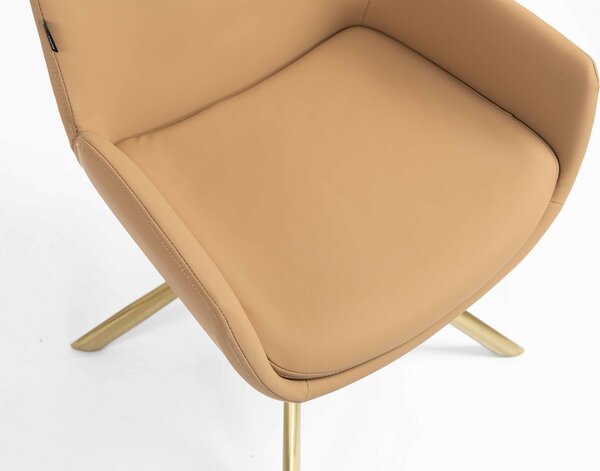 HR240 BAZA STEA Scaun Carmel Piele Ecologica Premium Soft cu Bază Aurie