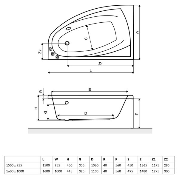 Excellent Aquaria Comfort cadă de colț 160x100 cm partea dreaptă alb WAEX.AQP16WH