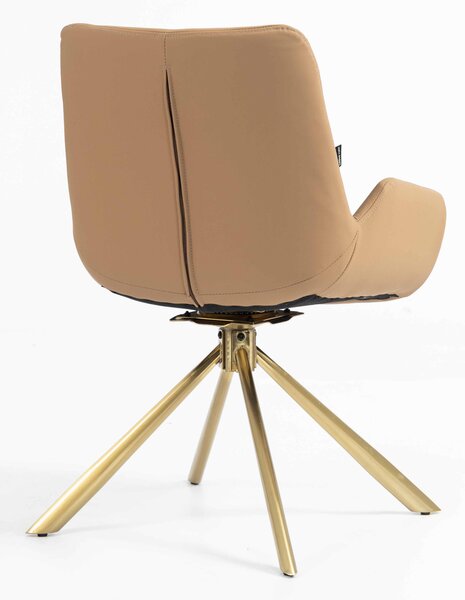 HR240 BAZA STEA Scaun Carmel Piele Ecologica Premium Soft cu Bază Aurie