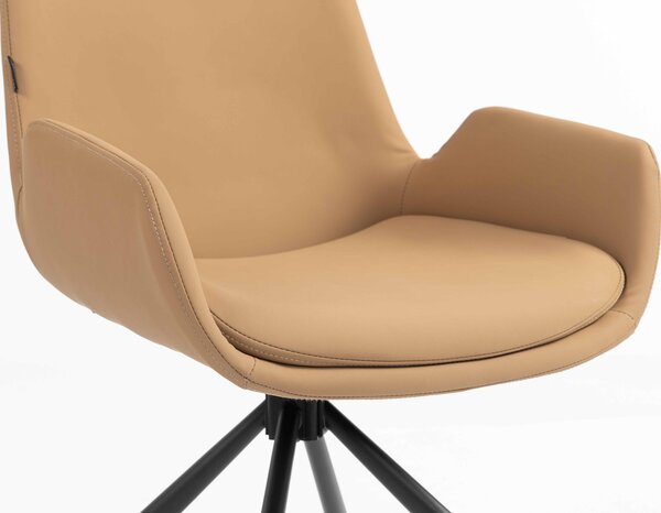 HR240 BAZA STEA Scaun Carmel Piele Ecologica Premium Soft cu Bază Neagră