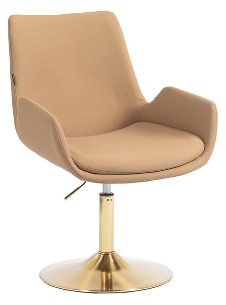 HR240N Scaun Carmel Piele Ecologica Premium Soft cu Bază Aurie