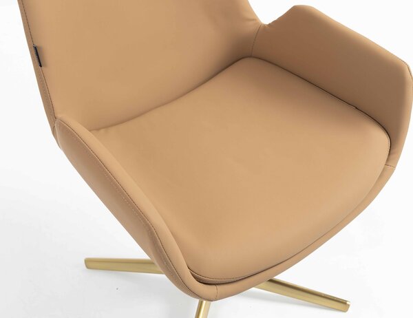 HR240CROSS Scaun Carmel Piele Ecologica Premium Soft cu Bază Aurie