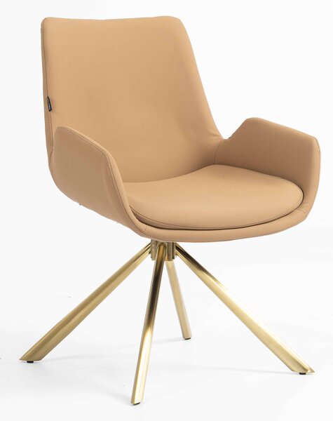 HR240 BAZA STEA Scaun Carmel Piele Ecologica Premium Soft cu Bază Aurie