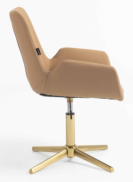HR240CROSS Scaun Carmel Piele Ecologica Premium Soft cu Bază Aurie