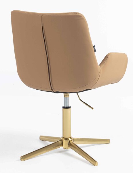 HR240CROSS Scaun Carmel Piele Ecologica Premium Soft cu Bază Aurie