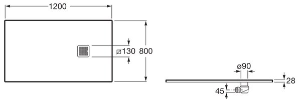 Roca Terran cădiță de duș dreptunghiulară 120x80 cm perla AP1014B032001630