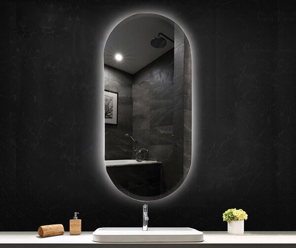 Oglindă Fluminia, Dali Ambient, 50x95 cm, cu iluminare LED și dezaburire