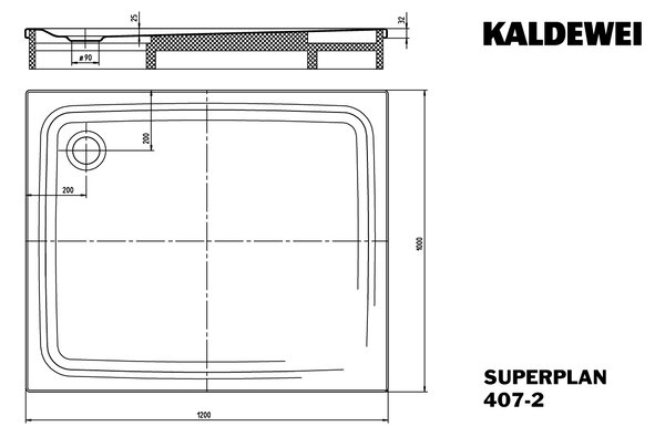 Kaldewei Superplan cădiță de duș dreptunghiulară 120x100 cm alb 430748040001
