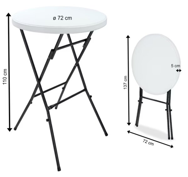 Masă de petrecere din plastic LYDA, Ø72x110cm, alb Casaria