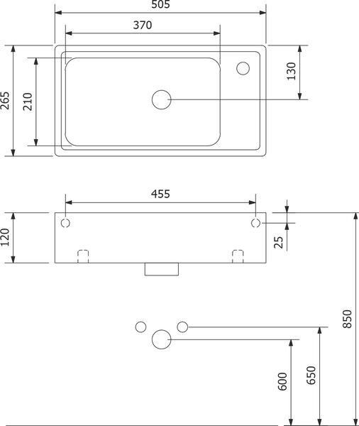 Sapho Small lavoar 50.5x26.5 cm dreptunghiular clasică-de blat alb luciu 7045