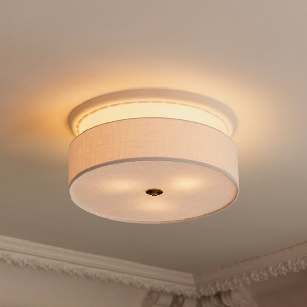 Globen Lighting Plafonieră Noah, Ø 50 cm, albă, reglabil, Alb, Camera de zi / sufragerie, Țesătură / Textil, Scandinavă