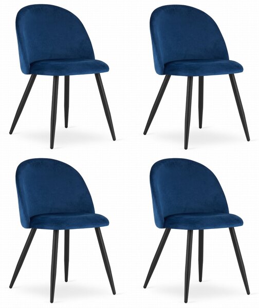 Set 4 Scaune Bucatarie/Dining Capri Catifea Albastre