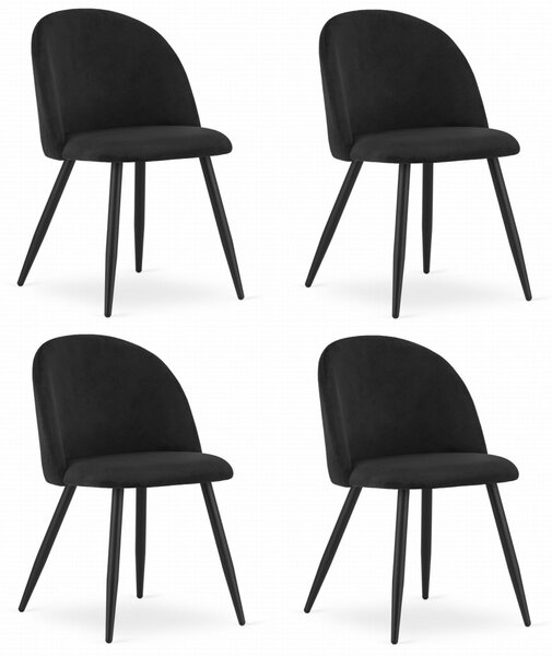 Set 4 Scaune Bucatarie/Dining Capri Catifea Negre