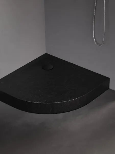 New Trendy Mild Stone cădiță de duș semirotundă 90x90 cm negru B-0559
