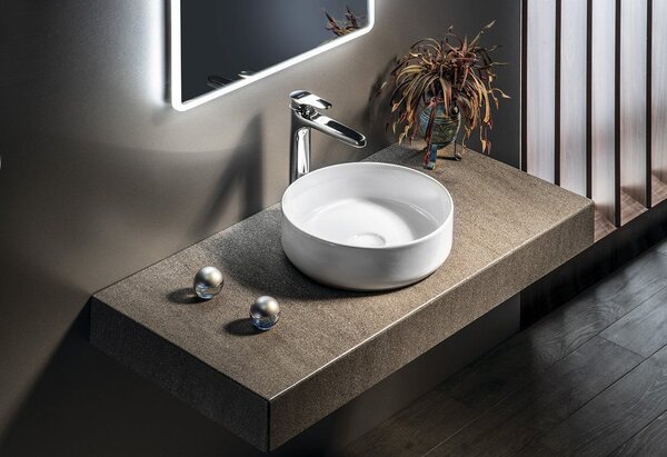 Isvea Infinity lavoar 36x36 cm rotund de blat alb luciu 10NF65036