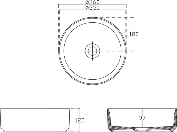 Isvea Infinity lavoar 36x36 cm rotund de blat alb luciu 10NF65036