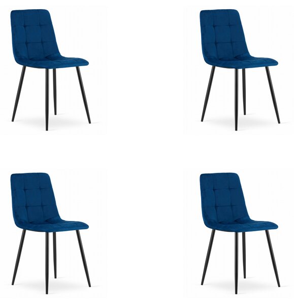 Set 4 Scaune Bucatarie/Dining Jacob Albastru Catifea