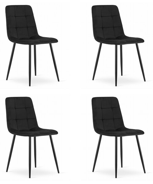 Set 4 Scaune Bucatarie/Dining Jacob Negru Catifea