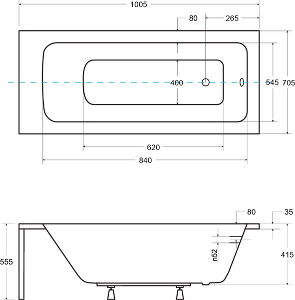Besco Talia cada dreptunghiulară 100.5x70.5 cm alb #WAT-100-PK