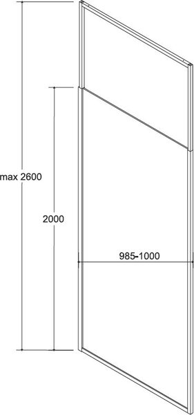 Besco Icon perete cabină de duș walk-in 100 cm negru mat/sticla transparentă IC-100-200C