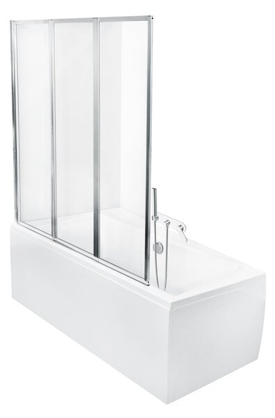Besco Ambition paravan cadă 130 cm trei piese crom luciu/sticlă transparentă PAP-3S