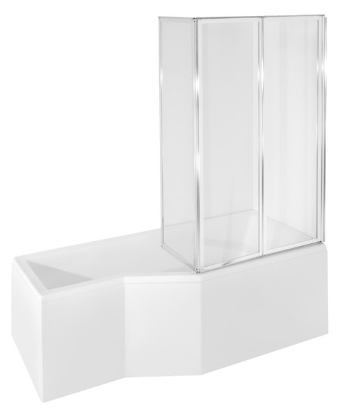 Besco Ambition paravan cadă 130 cm trei piese crom luciu/sticlă transparentă PAP-3S
