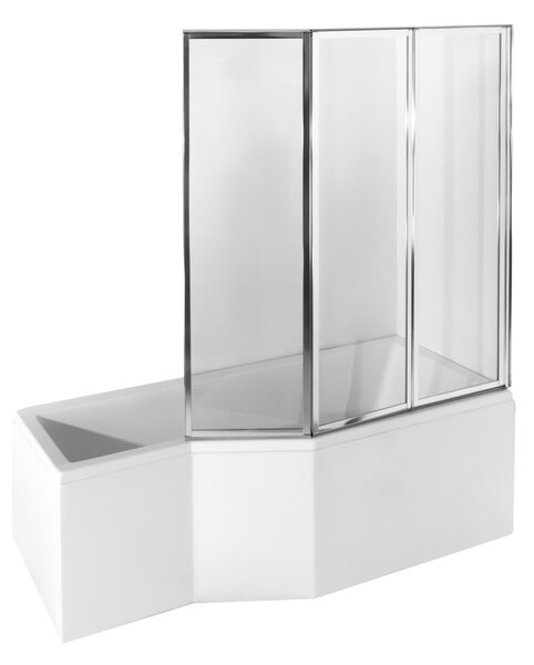 Besco Ambition paravan cadă 130 cm trei piese crom luciu/sticlă transparentă PAP-3S