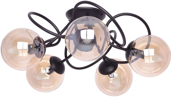 Kaja Floro lampă de tavan 5x40 W negru-chihlimbar K-5127