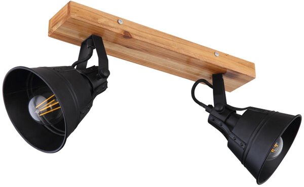 Globo Lighting Günther lampă de tavan 2x60 W negru-auriu-lemn 15466S-2