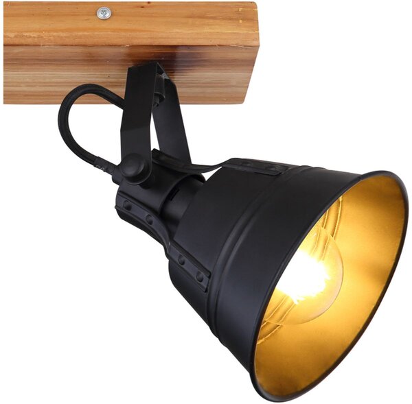 Globo Lighting Günther lampă de tavan 2x60 W negru-auriu-lemn 15466S-2