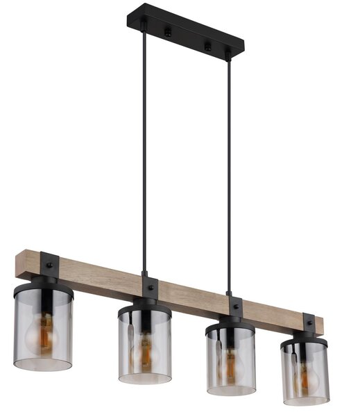 Globo Lighting Lila lampă suspendată 4x60 W negru-lemn 15555-4H