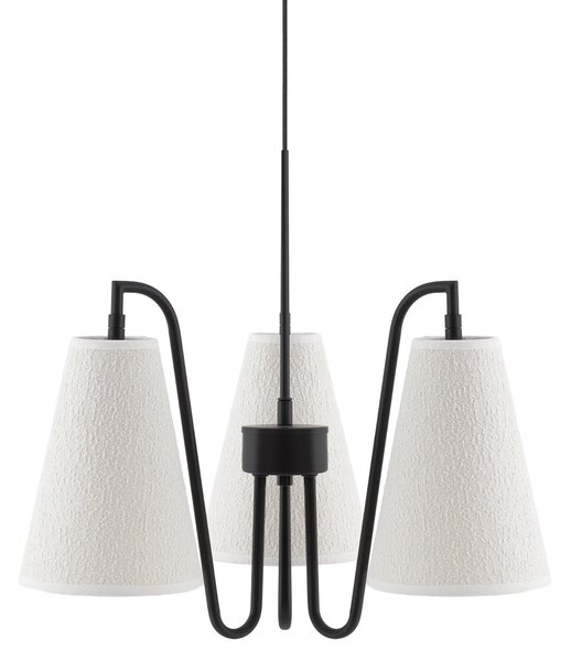 Lustră Pendul Globen Lighting, Lou Bouclé 3, reglabil, Alb, Camera de zi, Țesătură / Textil, Scandinavă