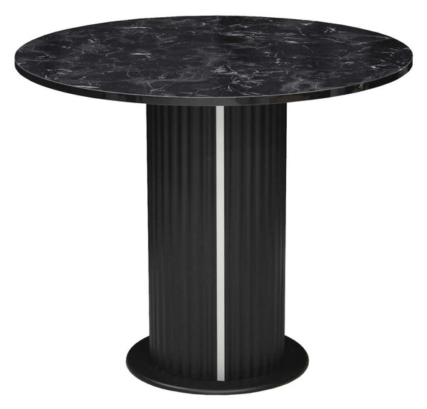 Masă rotundă bucătărie Lorys Slim Negru Marmorat, Blat din PAL, Picior din MDF, Ø90 × 75 cm