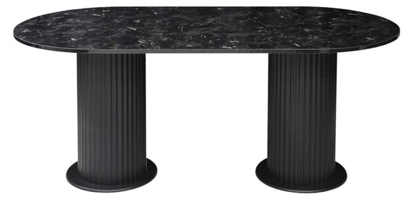 Masă fixă bucătărie Amara Slim Negru Marmorat, Blat din PAL, Picioare din MDF, 180 x 90 x 75 cm