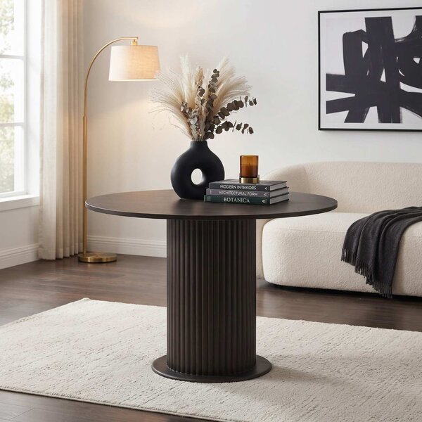 Masă rotundă bucătărie Lorys Slim Wenge, Blat din PAL, Picior din MDF, Ø90 × 75 cm