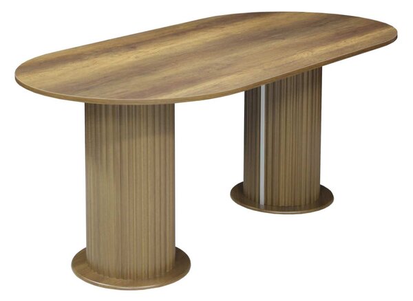 Masă fixă bucătărie Amara Slim Nuc, Blat din PAL, Picioare din MDF, 180 x 90 x 75 cm