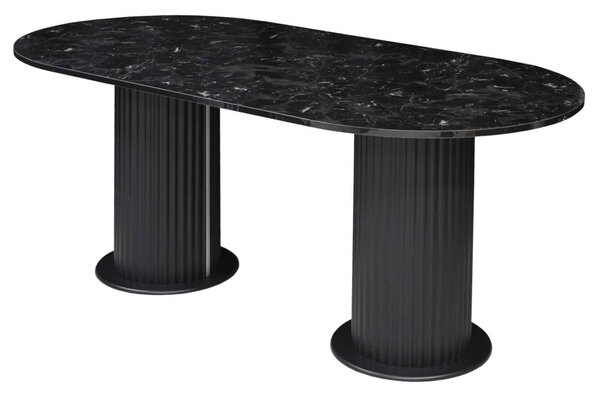 Masă fixă bucătărie Amara Slim Negru Marmorat, Blat din PAL, Picioare din MDF, 180 x 90 x 75 cm