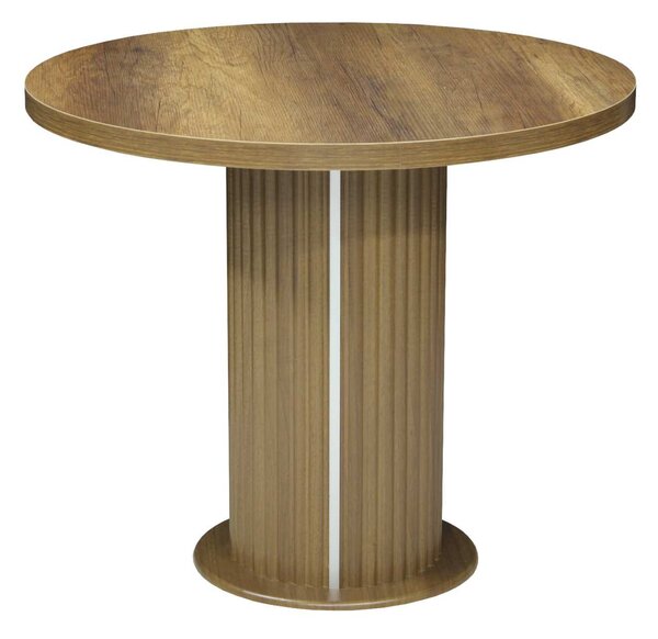 Masă rotundă bucătărie Florys Nuc, Blat din PAL, Picior din MDF, Ø90 × 75 cm