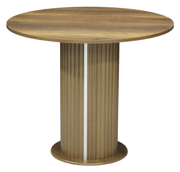 Masă rotundă bucătărie Lorys Slim Nuc, Blat din PAL, Picior din MDF, Ø90 × 75 cm