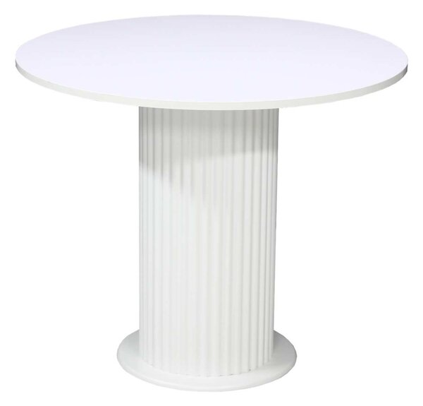 Masă rotundă bucătărie Lorys Slim Alb, Blat din PAL, Picior din MDF, Ø90 × 75 cm