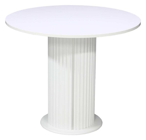 Masă rotundă bucătărie Lorys Slim Alb, Blat din PAL, Picior din MDF, Ø90 × 75 cm