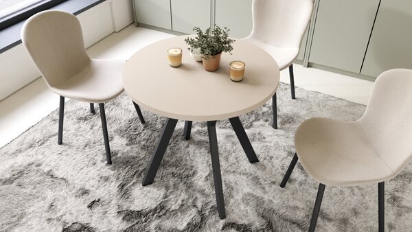 Mazzoni ALMO 80 Bej (Șampanie)/picioare negre - MASĂ ROTUNDĂ CU PICIOARE Y LOFT/INDUSTRIAL PENTRU BUCĂTĂRIE LIVING SAU SUFRAGERIE