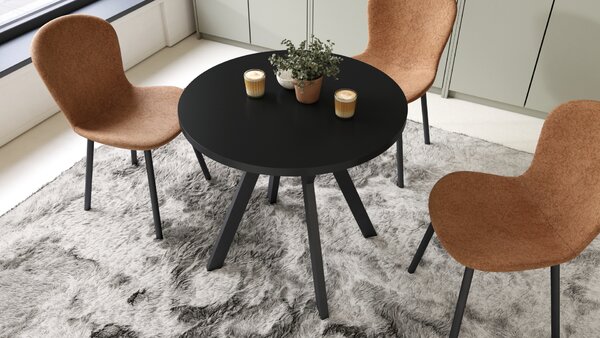 Mazzoni ALMO 80 Negru Mat/picioare negre - MASĂ ROTUNDĂ CU PICIOARE Y LOFT/INDUSTRIAL PENTRU BUCĂTĂRIE LIVING SAU SUFRAGERIE