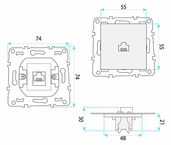 Priză RJ45 OSTE JNH010-S WHITE