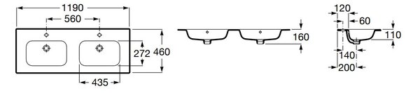 Roca Victoria-N lavoar 120x46 cm dreptunghiular mobilier alb luciu A32799A000