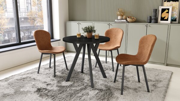 Mazzoni ALMO 80 Negru Mat/picioare negre - MASĂ ROTUNDĂ CU PICIOARE Y LOFT/INDUSTRIAL PENTRU BUCĂTĂRIE LIVING SAU SUFRAGERIE
