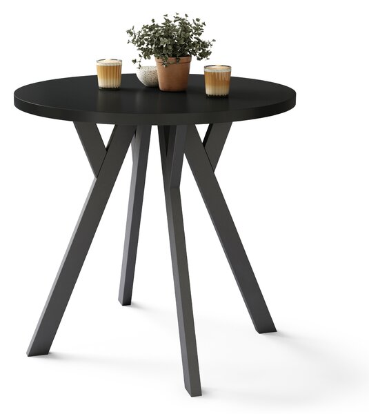 Mazzoni ALMO 80 Negru Mat/picioare negre - MASĂ ROTUNDĂ CU PICIOARE Y LOFT/INDUSTRIAL PENTRU BUCĂTĂRIE LIVING SAU SUFRAGERIE