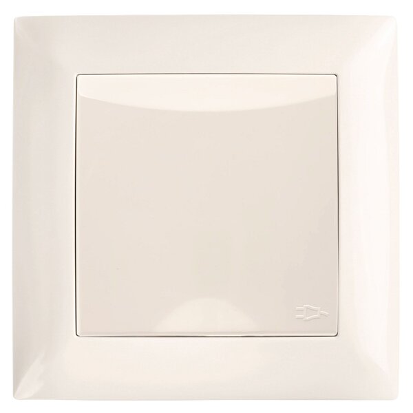 Priză simplă cu împământare și clapetă cu ramă OSTE JNH005-G Beige