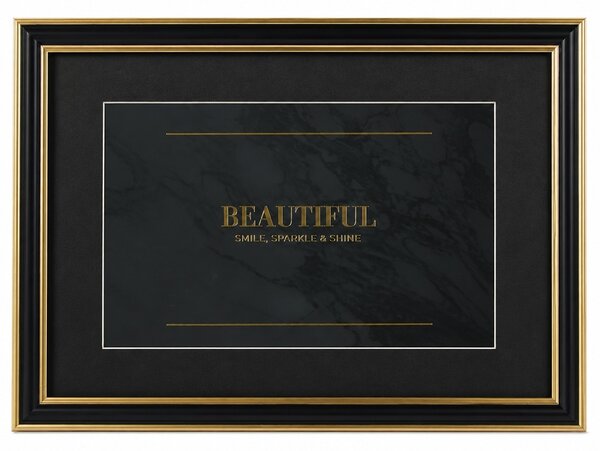 Rama foto decorativa Pufo pentru diploma, certificat, acte sau fotografie A4, design elegant negru cu auriu, 32 x 24 cm