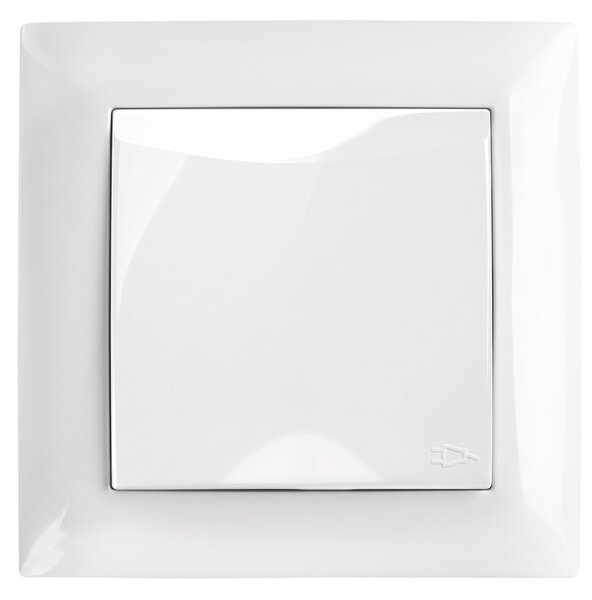 Priză simplă cu împământare și clapetă cu ramă OSTE JNH005-G White